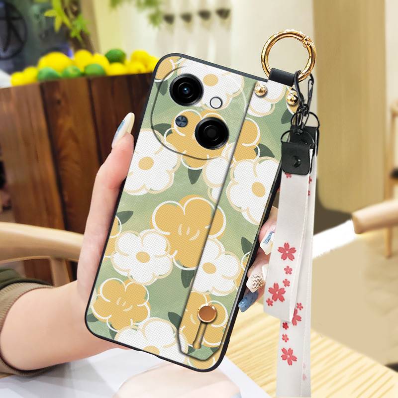 Protective Anti-knock Phone Case For Tecno POP9 4G/Spark GO 1/KL4 Flower Phone Holder Ring Kickstand Dirt-resistant