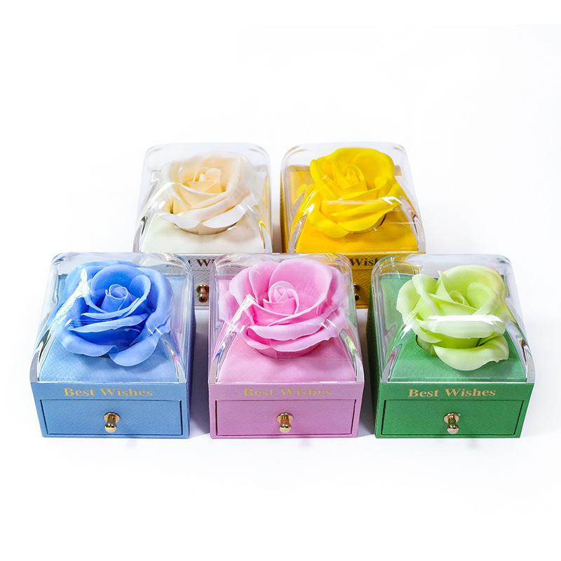 Single Layer Jewelry Box For Soap Flowers Rings Earrings Pendants Necklaces Elegant Storage Organizer Perfect For Gifting And Home Decor