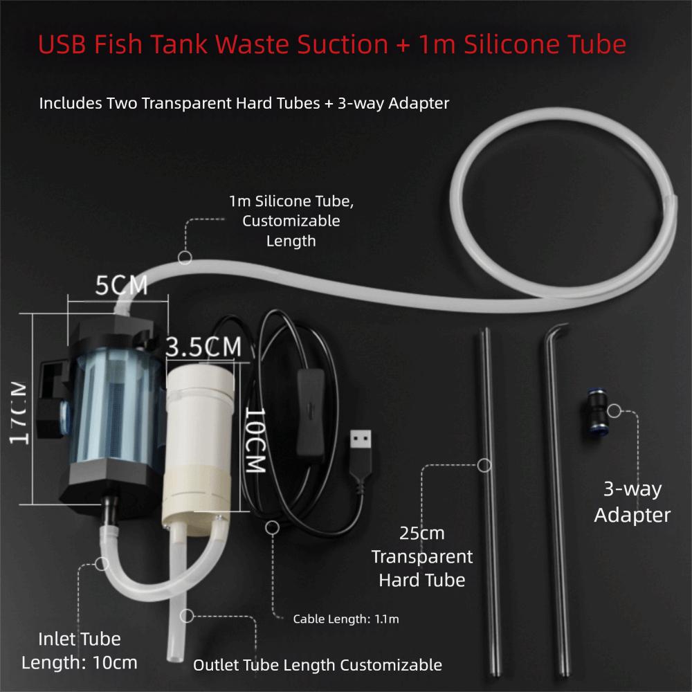 

Low Noise Vacuum Gravel Cleaner USB Powered Fish Tank Cleaning Dirt Waste Remover For Aquarium 1m