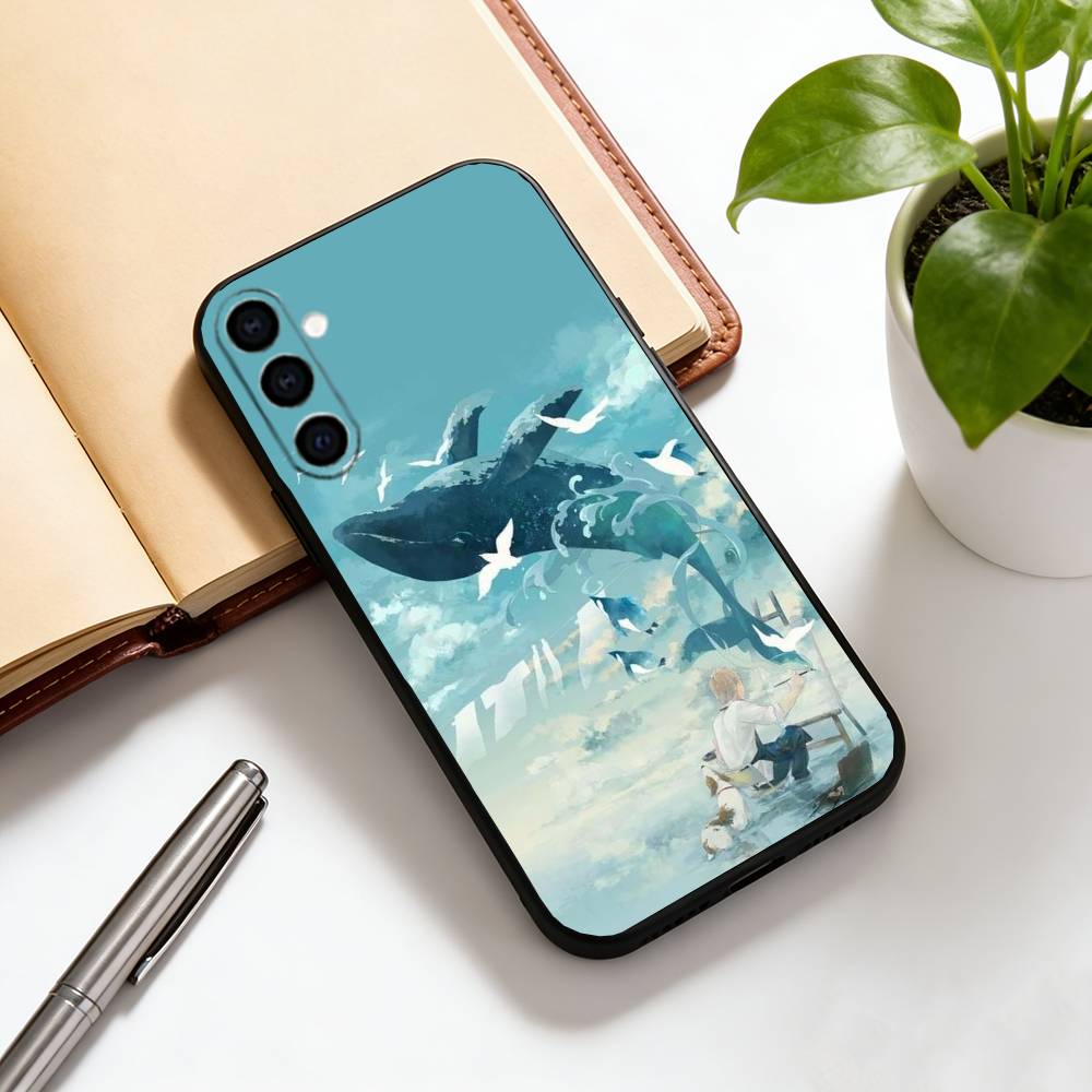 Deep Sea, Starry Sky, Blue Whale. Phone Case For Samsung Galaxy A73,A72,A71,A70,A53,A52,A51,Others Soft Black Cover