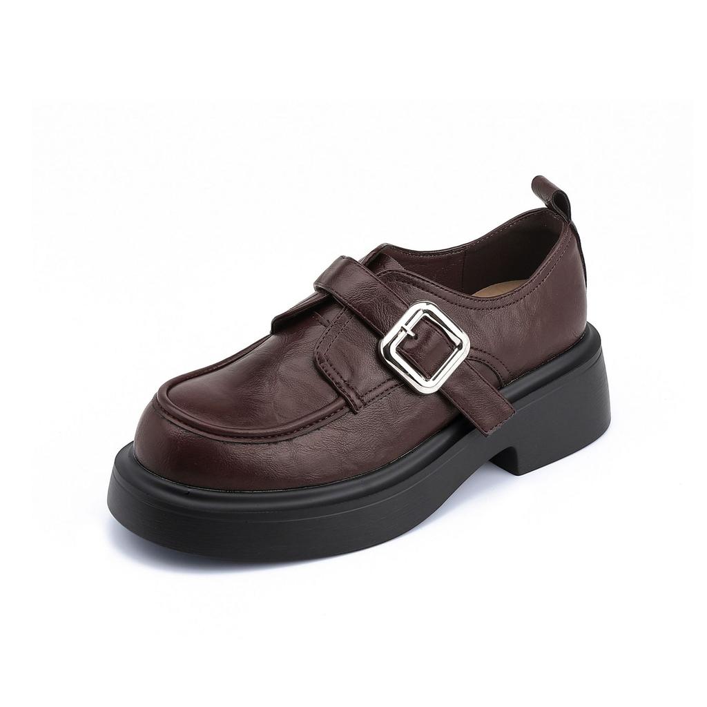 Grape mother winter new thick-soled small leather shoes women's British style thick-soled heightening uniform loafers women's retro shoes