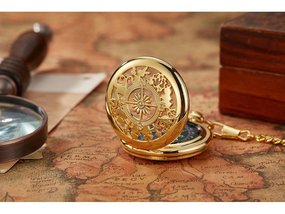 2021 Compass Pocket Watch with Flip Cover for Outdoor Exploration and Mountaineering