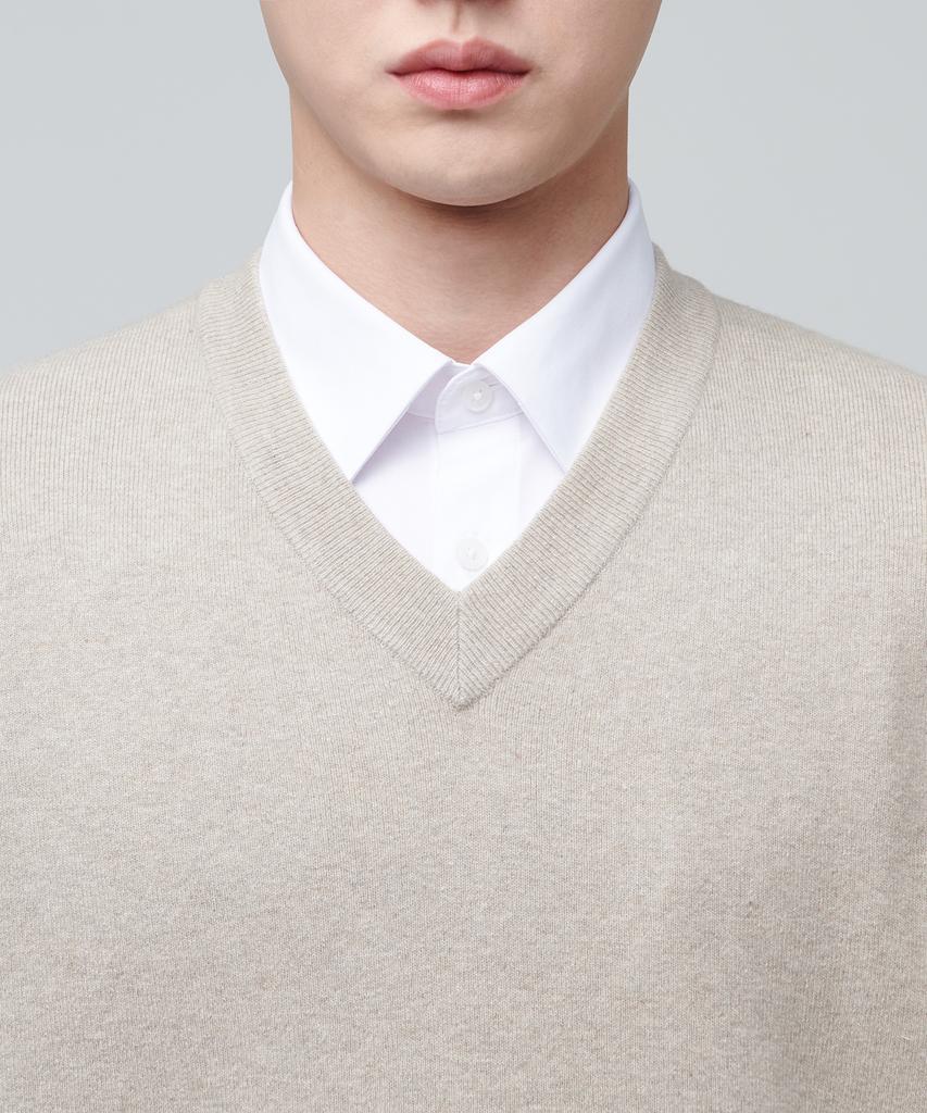 Musinsa Standard Lambswool V-Neck Knit Vest [Mushroom]