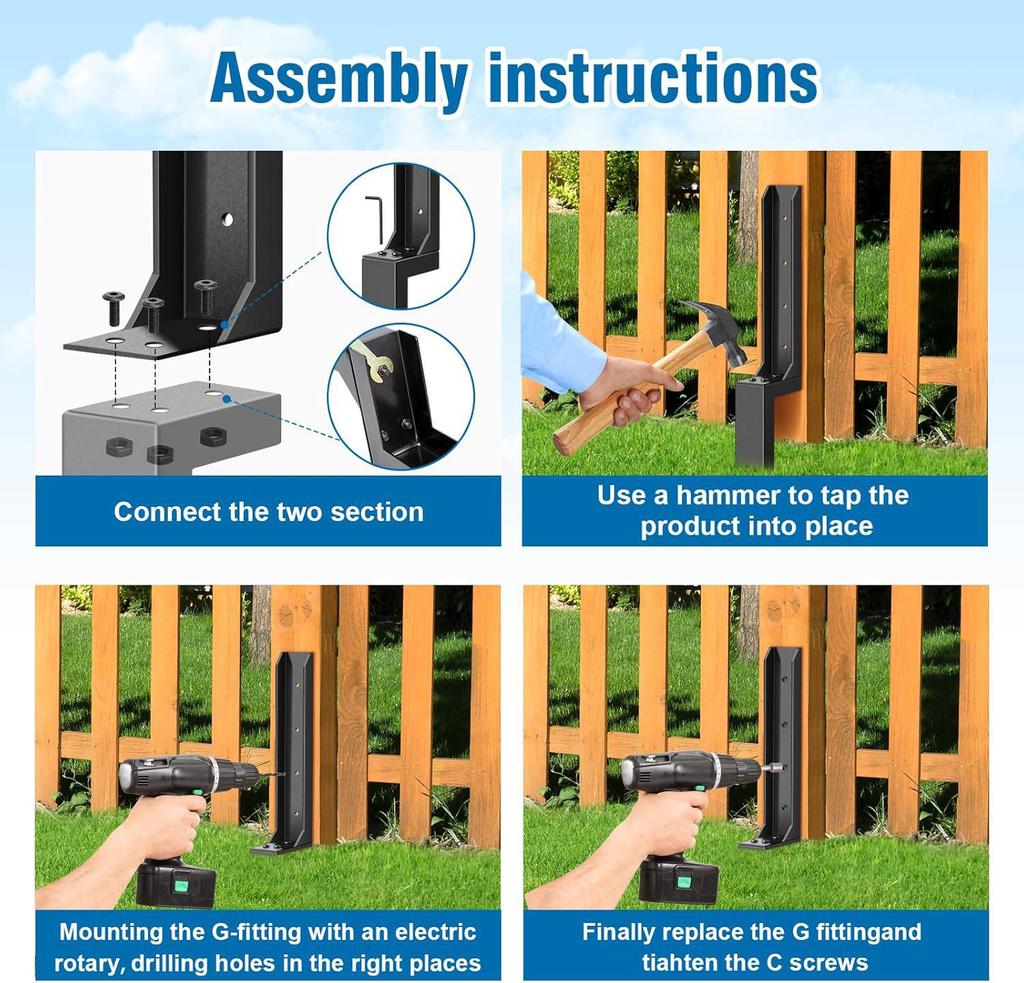 Heavy-Duty Cross-Bar Fence Repair Kit with Metal Reinforcement and Ground Anchors