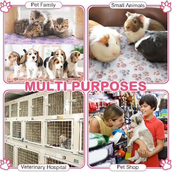 Newwiee 20 Pcs Small PET Fleece Blanket Washable Waterproof Small Animal Cage Bedding Guinea Pig Puppy Dog Cat Pee Pad Liner Accessories(12 x 12