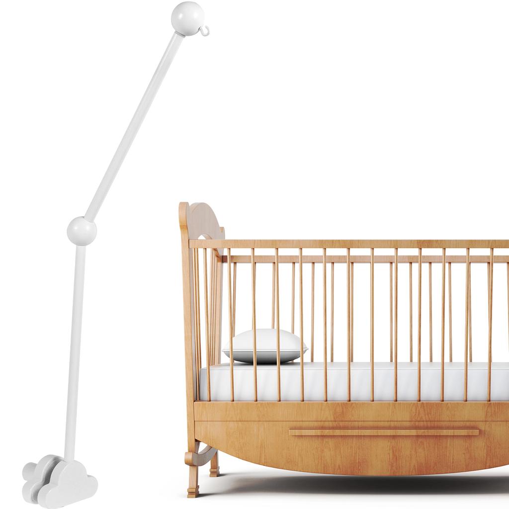Baby Crib Mobile Holder Adjustable Angle Height Wooden Non-Skid Cot Mobile Arm Baby Bed Bell Bracket Mosquito Net Hanging Rod