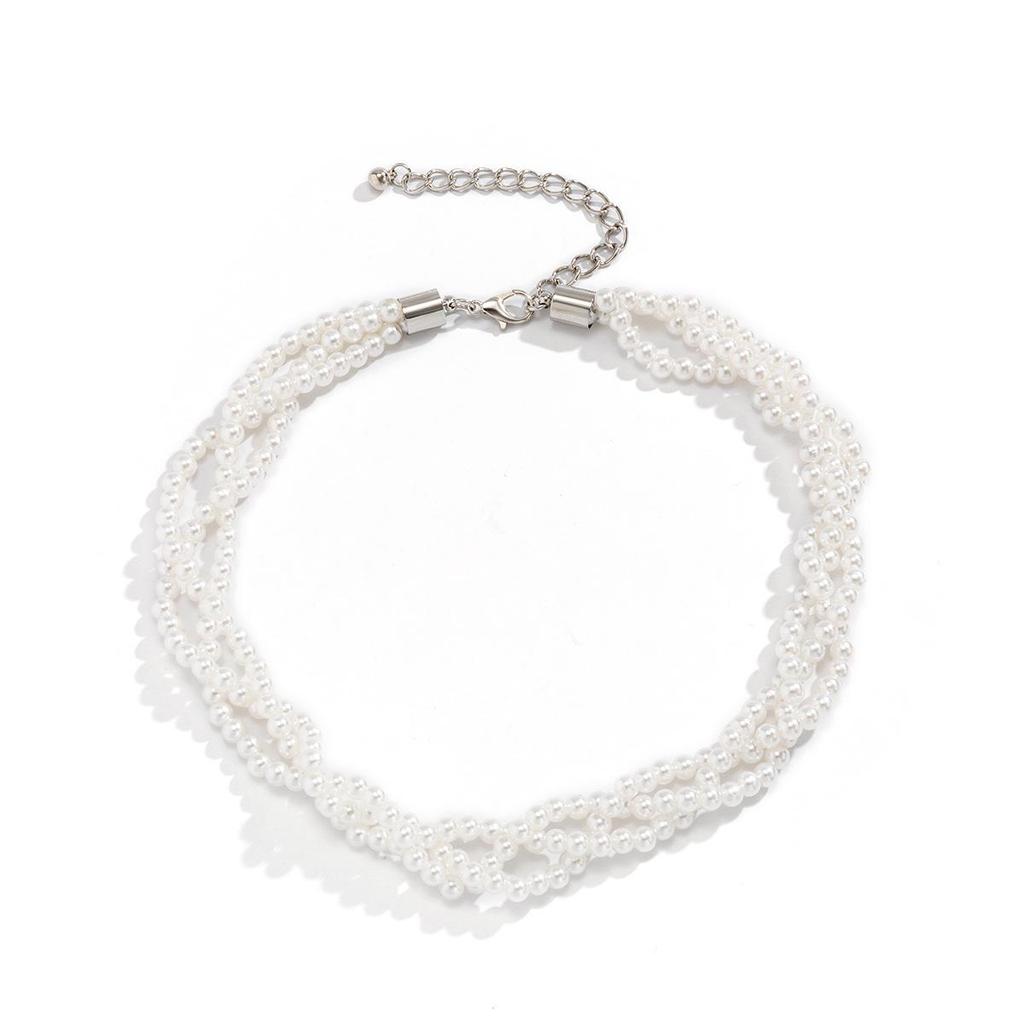 Retro Trendy Pearl Tassel Necklace with Diamond Inlaid Teardrop Gem for Women