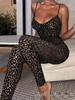 Dámský overal s leopardím potiskem, výstřihem a ramínky, velikost Plus Size - Evropský a Americký styl Dámská móda.