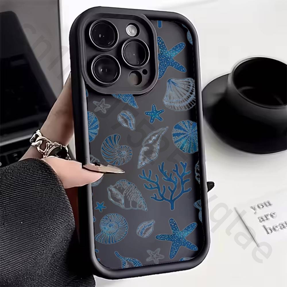 Marine Animals Sea Elements Phone Case For iPhone 11 13 17 15 12 14 Pro Max air Plus SE Soft Matte Cover