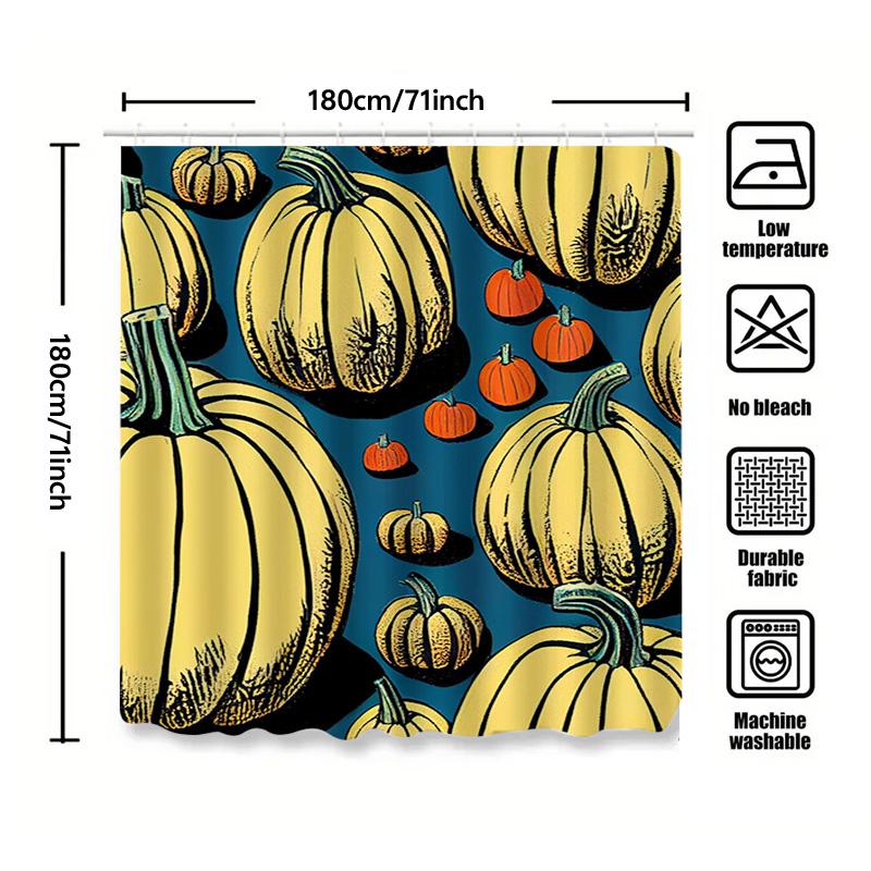 Tuniu Pumpkin Pattern Shower Curtain Unique Fall Halloween Decorative Bathroom Curtain For Home Decor