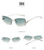 Rimless Cat Eye Sunglasses Women Fashion Trendy Eyewear