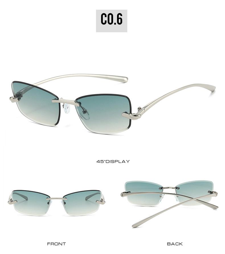 Rimless Cat Eye Sunglasses Women Fashion Trendy Eyewear