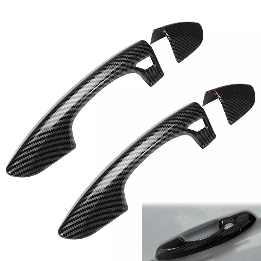 2PCS Exterior Door Handle Cover for Mustang 2015 2025 Carbon Fiber Print Design for Enhanced Aesthetics and Protection