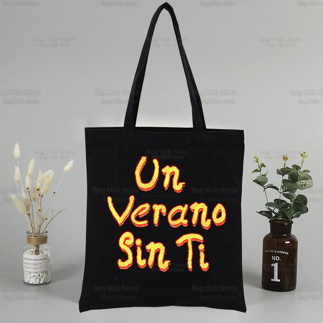 Un Verano Sin Ti Musikalbum Canvas Tragetasche Schwarze Taschen Harajuku Lässig Weiblich Mädchen Tragetasche Eco Shopper Umhängetaschen