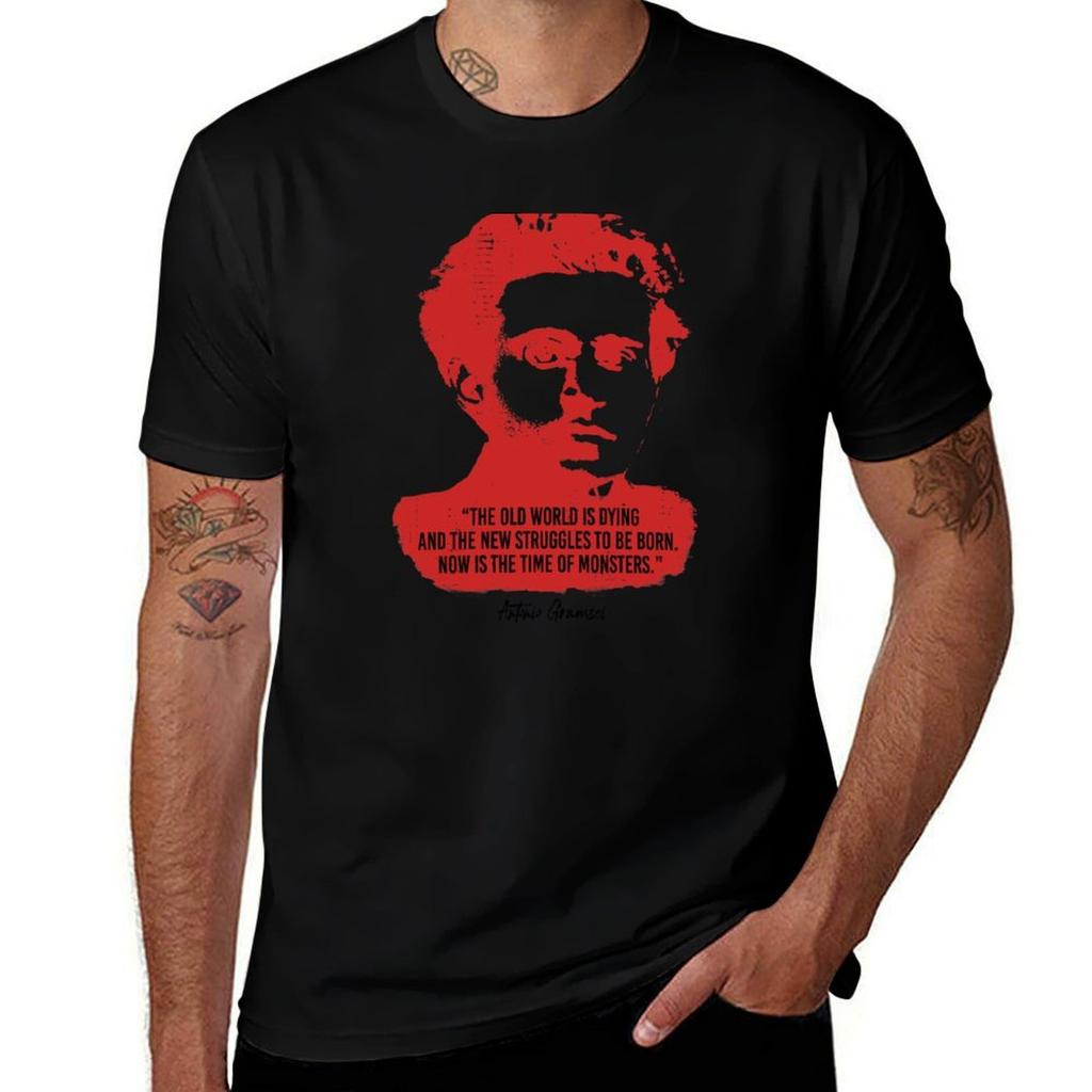 Antonio Gramsci Zitat (Abgenutztes Design) T-Shirt T-Shirts mit Aufdrucken Herren T-Shirt Designer T-Shirt