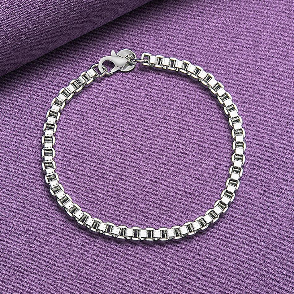 

CHSHINE 925 стерлингового серебра 4 мм квадратная цепочка браслет модный шарм свадебная вечеринка для женщин ювелирные изделия 20CM 8inches