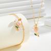 Chic Imitation Pearl Tulip Flower Bracelet for Women Elegant Gold Plated Flower Pendant Necklace Charm Metal Jewelry Gift