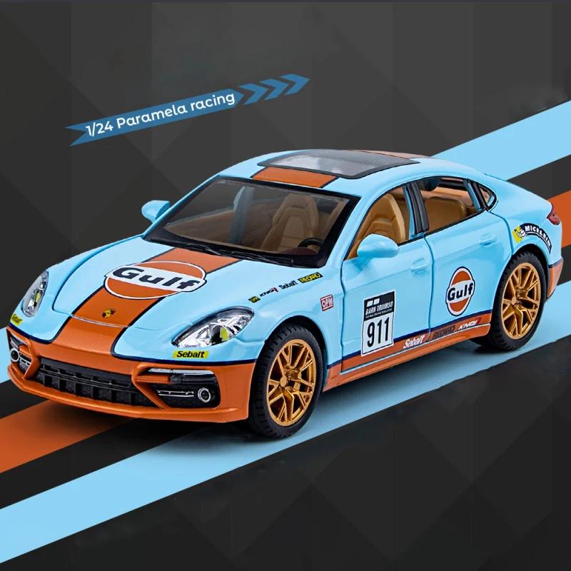 1/24 Porsche Panamera GULF Supercar Alloy Diecasts & Toy Vehicles Metal Toy Car Model Sound and Light Collection Toy