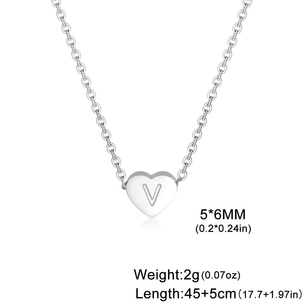 Love Heart Necklace Women Men Stainless Steel Jewelry A-Z 26 Letters Name Initials Pendant Couple Trend New Year Christmas Gifts