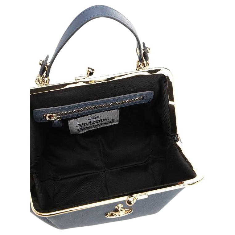 VIVIENNE WESTWOOD Classic Saturn Logo Polyurethane Tote Bag Women Bags Light-Blue 4B010007W-S0021-K408