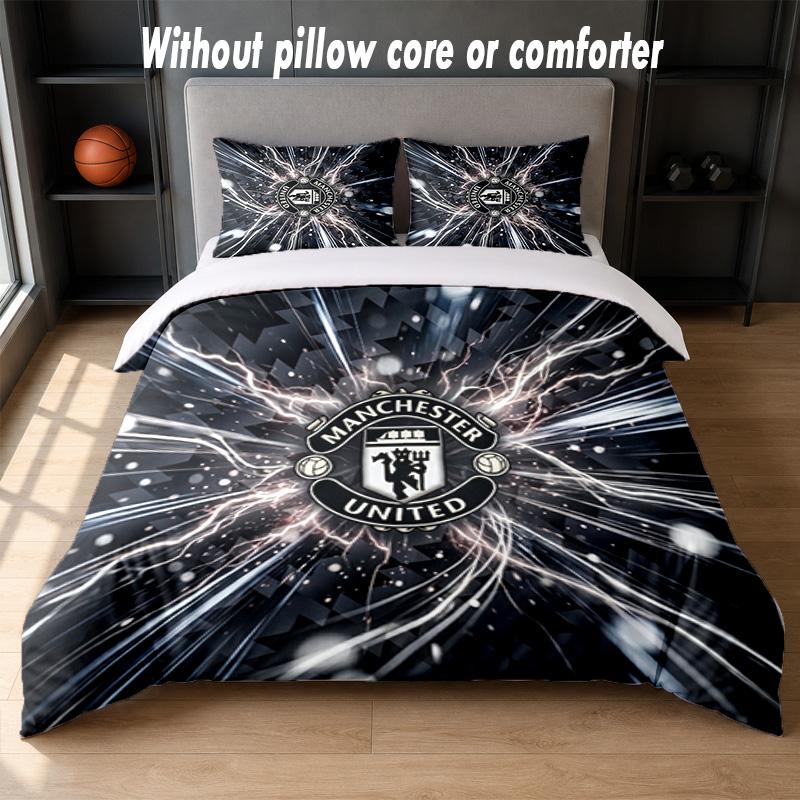 Manchester United Design Bed Bedding Set 1 Duvet Cover + 2 Pillowcases Soft Breathable Household Bed Linens