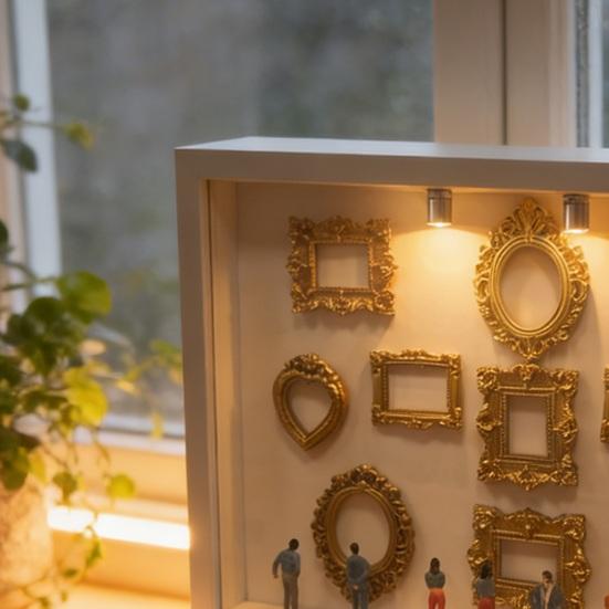 Gör-det-själv Mini Museum Silhuettlåda med Små Ramar Figur Personlig Foto Skuggbox Familjeminne Displaylåda Dekoration