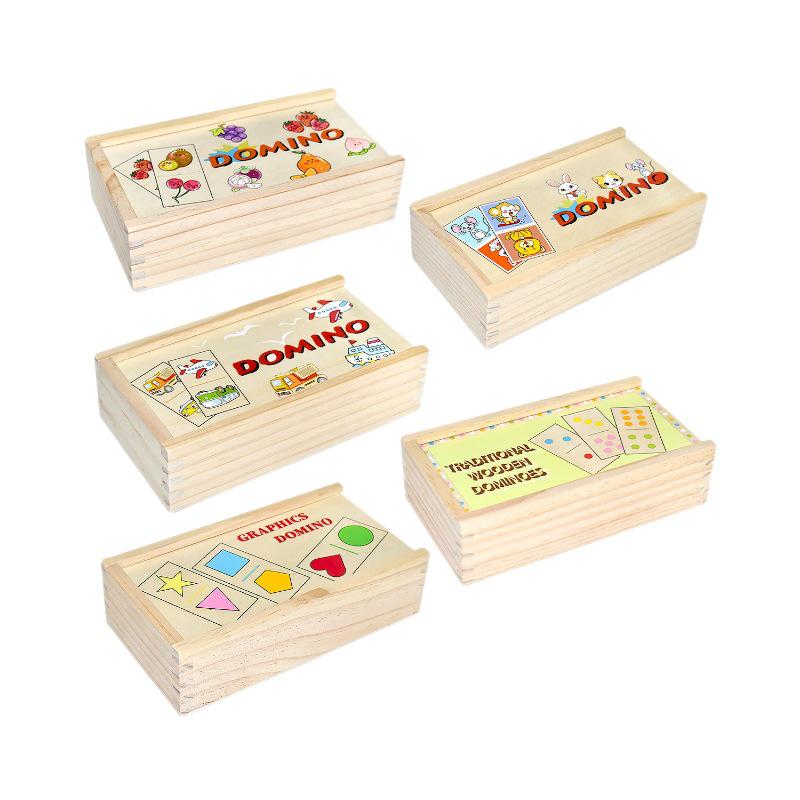 28-Piece Animal & Fruit Domino Puzzle Set for Kindergarten