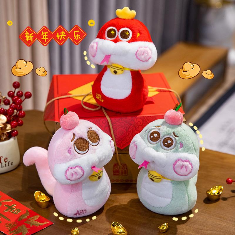 Simulation Cartoon New Year Fufu Snake Doll Year of Snake Mascot Plush Toy Doll Zodiac Snake Gift Doll