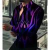 Men's Elegant 3D Printed Long Sleeve Shirts Turn Down Collar Party Casual Camisas Hombre Plus Size Streetwear Fashion Blouse