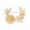 Elegant -Plated Pinets Brooch With Flowers And Cubic Zirconias