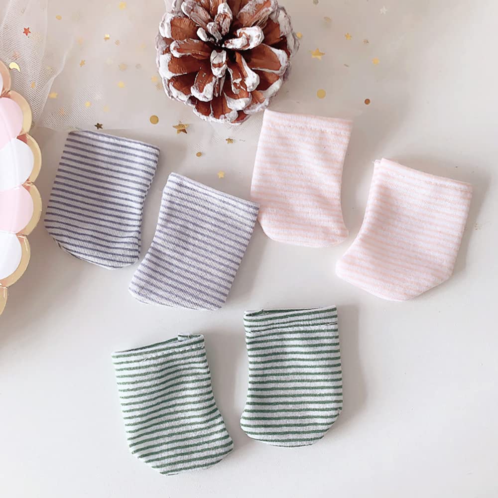 Niannyyhouse 20cm Plyšové Ponožky pro Panenky, Sada 3 Párů, Bavlněné Pruhované Ponožky pro Panenky, Oblečení pro Panenky