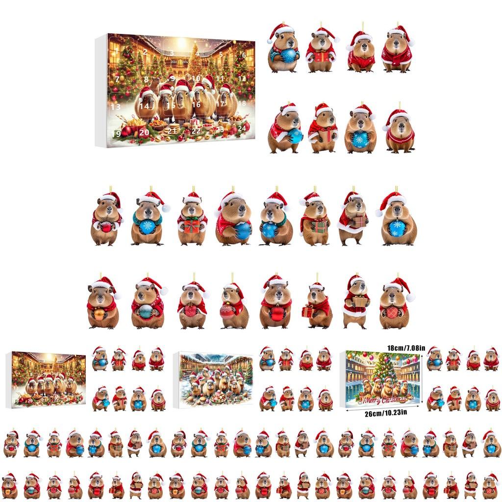 Festive Acrylic Capybara Christmas Countdown Blind Box Fun Collectible For All Ages
