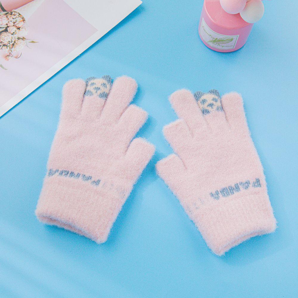 Kawaii  Thicken Letter Cycling Panda Outdoor Gloves Women Winter Gloves Korean Mittens