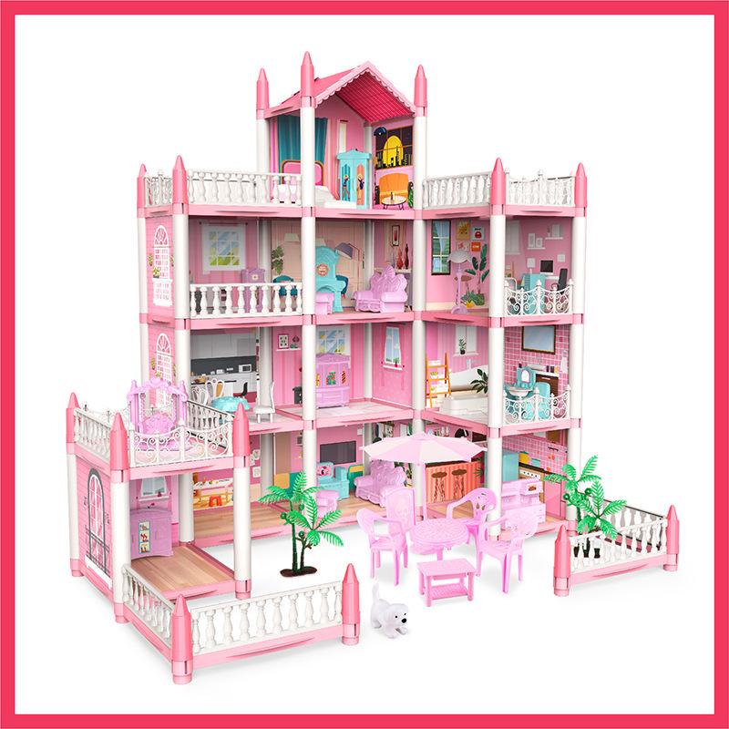DIY Princess Castle Dollhouse with Lights for Girls' Pretend Play