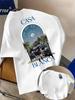 Men's Moroccan City Architecture Beach Print Pure Cotton T-Shirt with Casablanca Font - Sporty and Casual Women's YTK T-Shirt