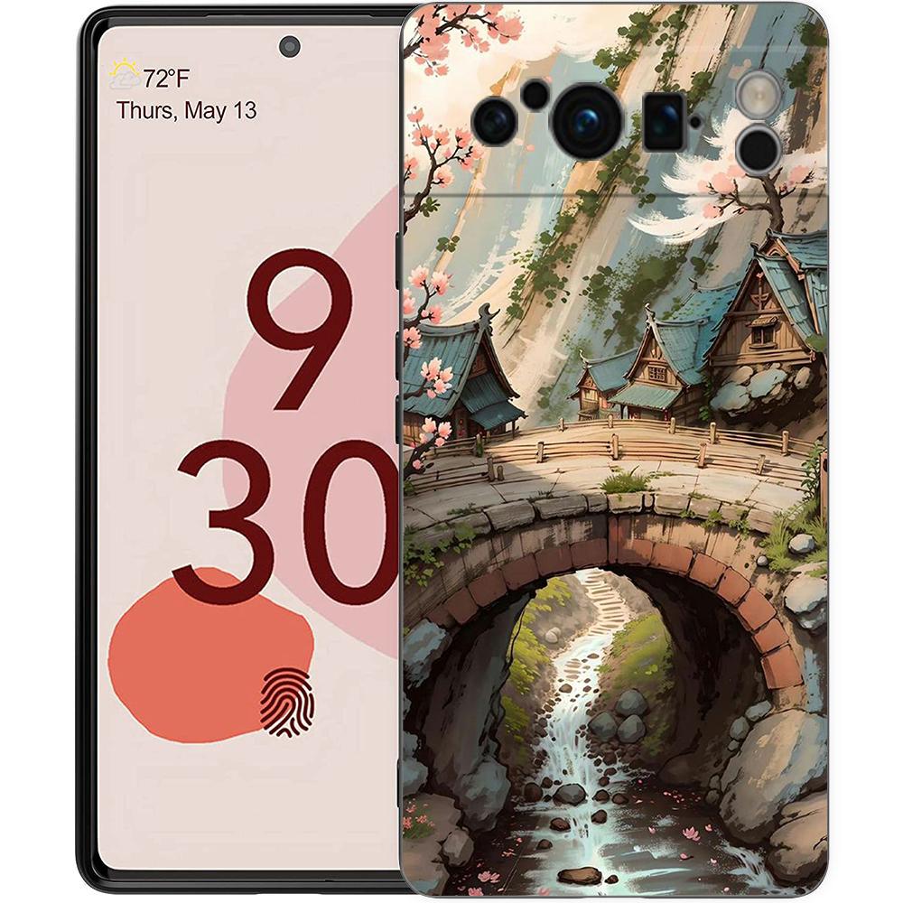 Handyhülle Für Google Pixel 8 7 6 Pro 8A 7A 6A TPU Hülle Weiches Silikon Stoßfest Schwarze Abdeckung Landschaftskunst