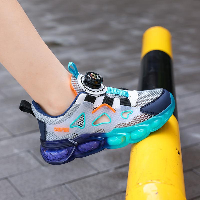 Boys shoes 2025 summer new mesh breathable children's sports shoes frame shoes sandals Velcro running shoes
