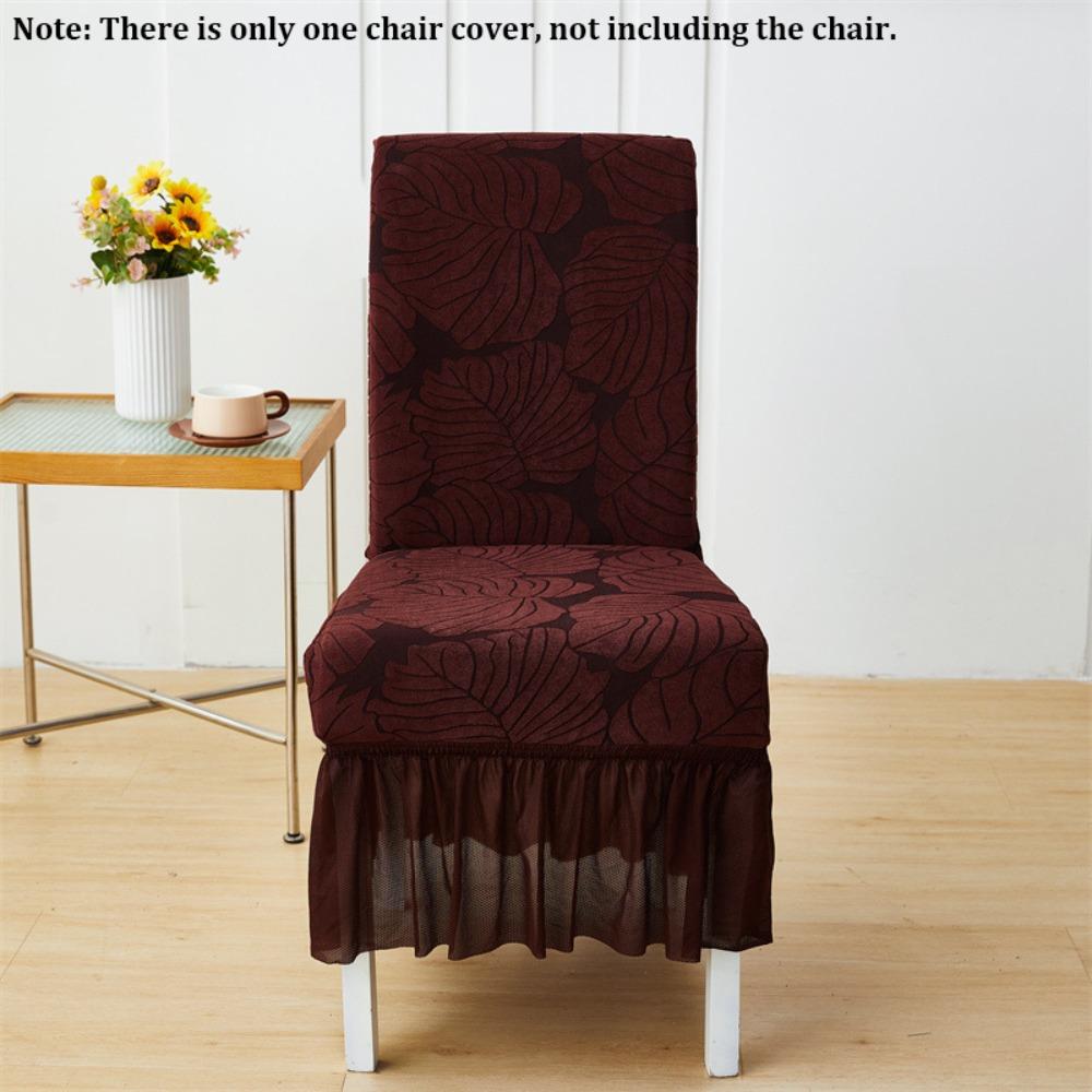 Elastic Skirted Chair Cover Dustproof Removable Wear-Resistan Seat Cover Leaf Print Jacquard Chair Protective Case Decorative кофейный