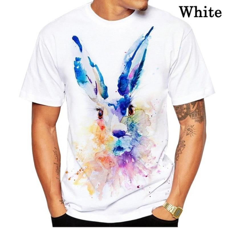 

Мужская футболка с 3D цифровой печатью белого кролика, мужская повседневная футболка с круглым вырезом 6XL