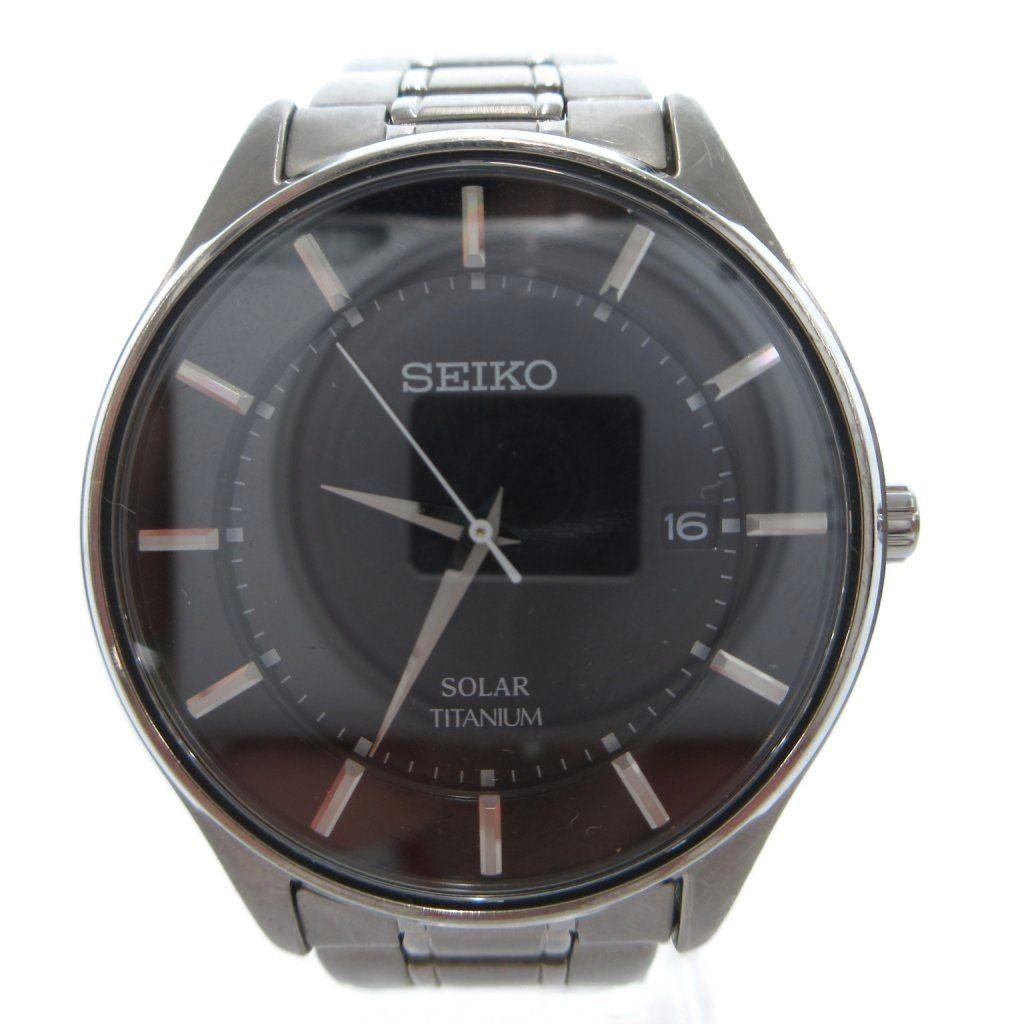 Seiko SEIKO watch analog solar radio dial black silver color V157-0BX0 /FF
