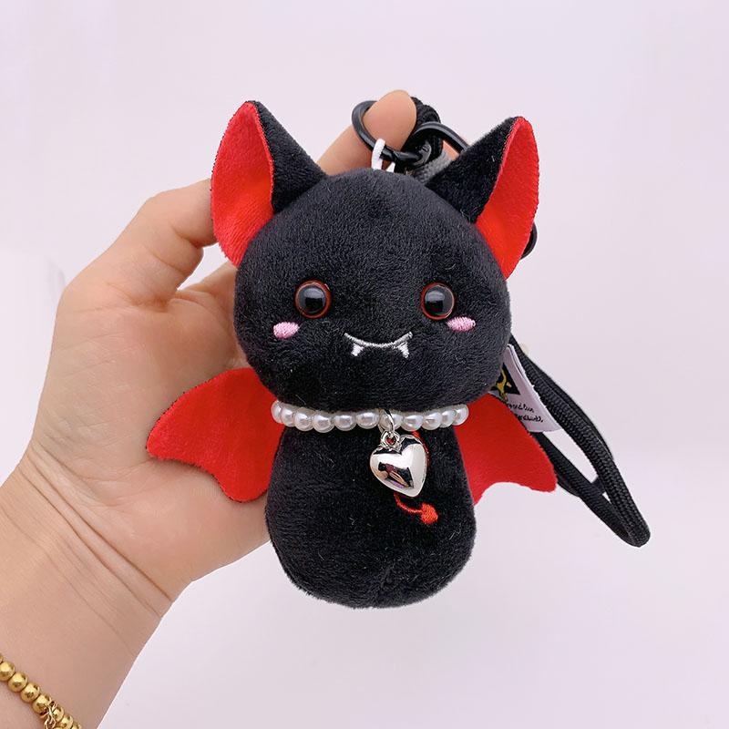 14cm Vampirfledermaus Schlüsselanhänger Plüschtiere Niedliche Fledermaus Cameo Plüschanhänger Hexe Kristall Schlüsselanhänger Puppe Auto Tasche Aufhängung Für Halloween Geschenk red