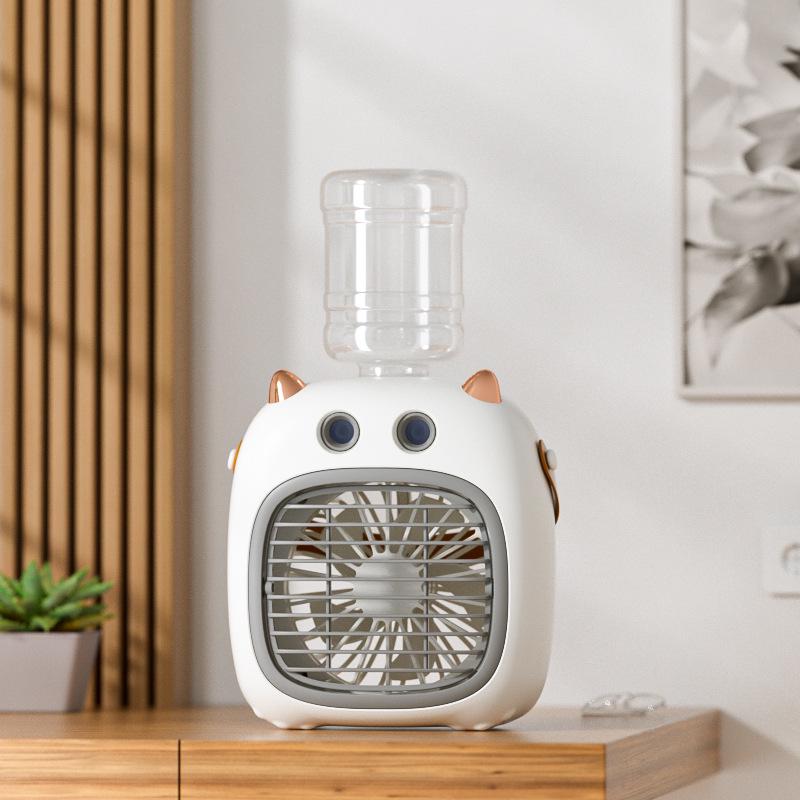 Mini Cartoon Desktop Air Cooler: USB-Powered Refrigeration & Humidifying Spray Fan