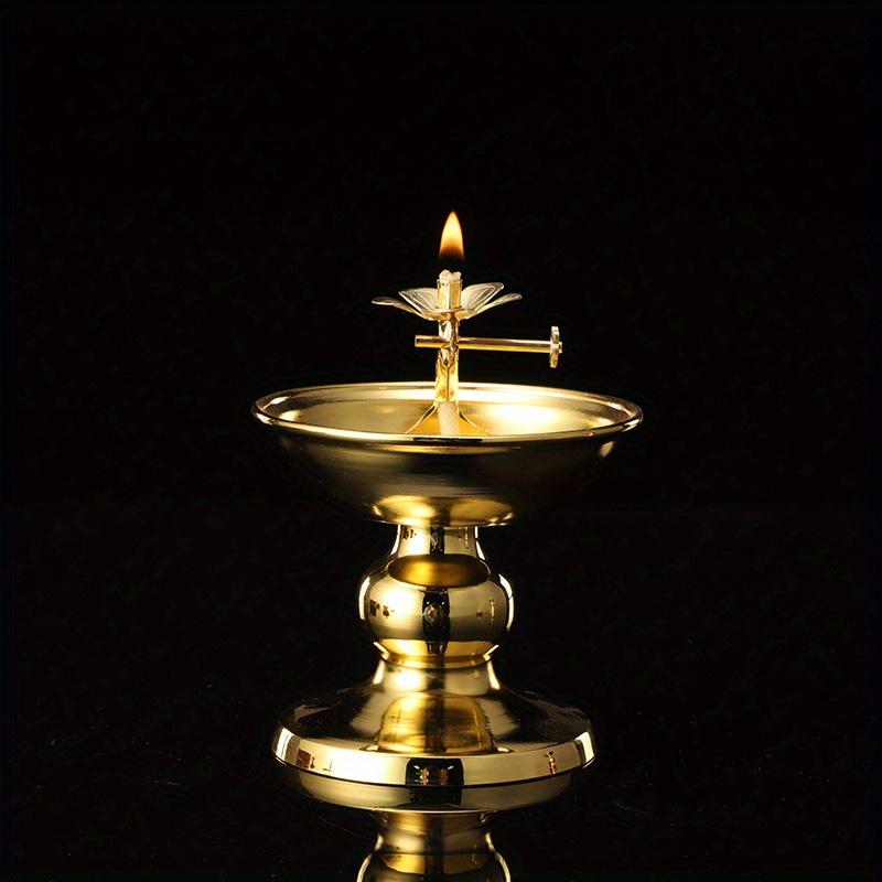 Dimmable Lamp Holder Alloy Oil Lamp Dish Cooking Oil Lamp Butter Lamp Home Worship Ever-burning Lamps for Indoor Use
