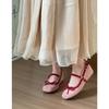 Schafsleder-Version~ Rosa Innenhöhe 5cm Ballerinas Damen Abendschuhe Mary Jane Schleife Leichte Mund Einzelne Schuhe