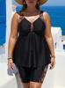 Europese & Amerikaanse Grote Maten Rode Bloemen Tankini Zwemrok & Shorts 6X
