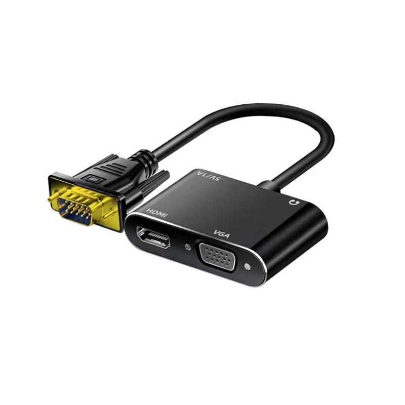 New Cross-Border 2-in-1 VGA To HDMI+VGA Display Converter Adapter Cable