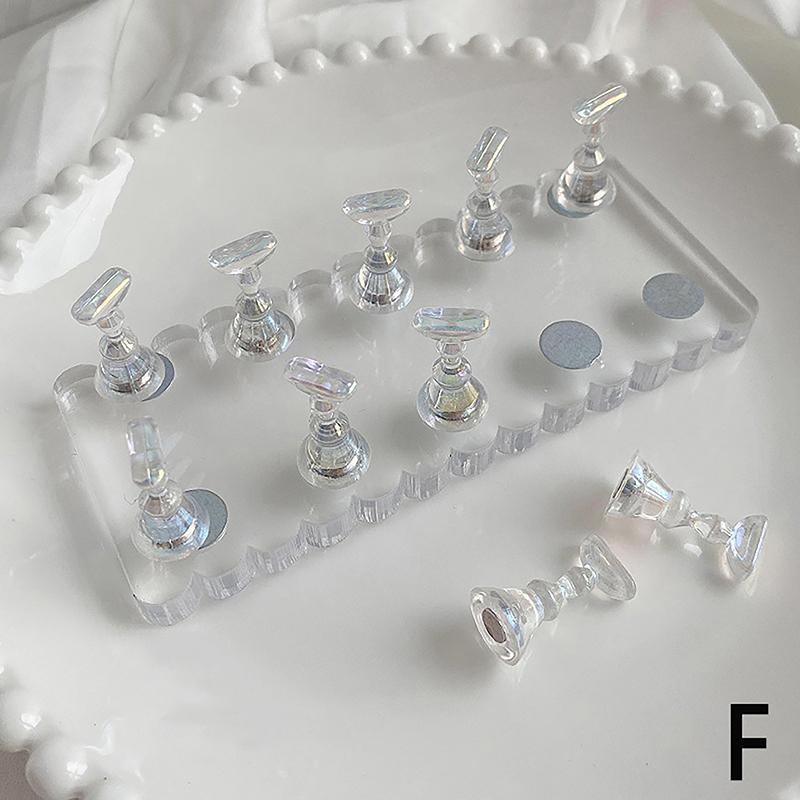 

Nail Art Practice Holder Acrylic Double Row Base Set Gold Sliver Magnetic Metal Alloy Stand Manicure Tool Nail Accessories Salon F