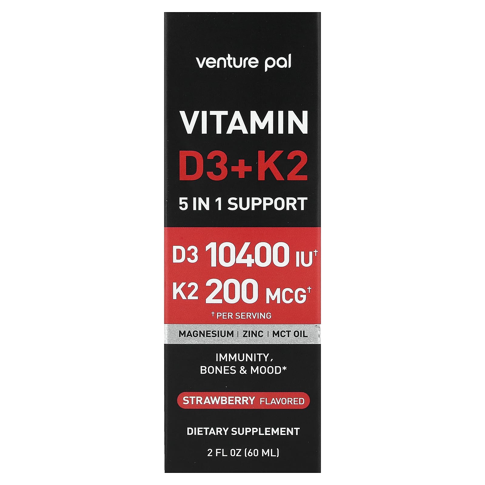 

Venture Pal, Vitamin D3 + K2, Strawberry, 60ml (2 fl oz)