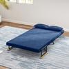 Sofa Bed 3 In 1 In Velvet-Effect Fabric with Adjustable Backrest and 2 Cushions, 102x73x81 Cm, Blue