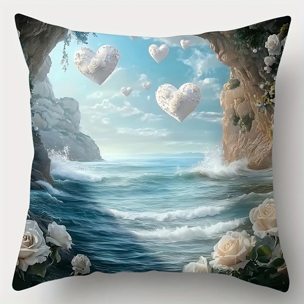 Ocean & Floral Fantasy PillowcasesLiving Room Sofa Cushion Cover, Soft and Comfortable, Bedroom Room Decoration
